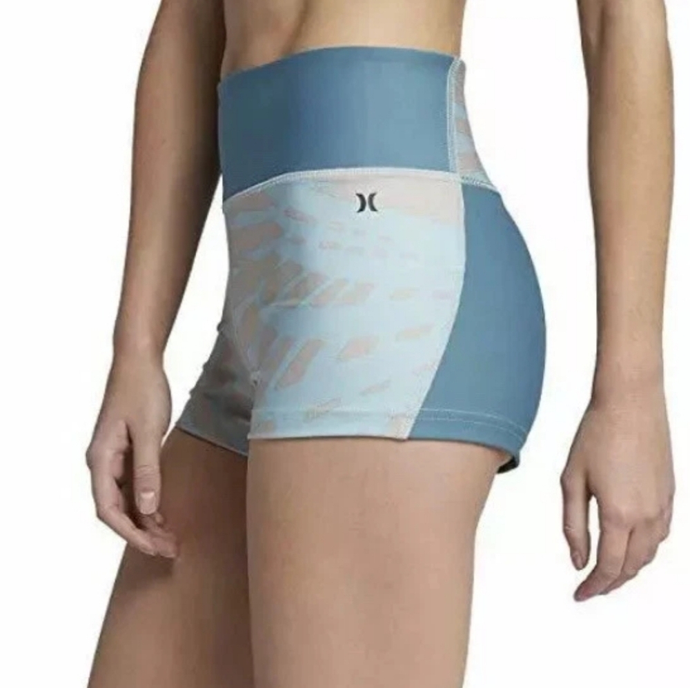 NWT Hurley Blue Beige Surf Palmer High-waisted Shorts Size Medium